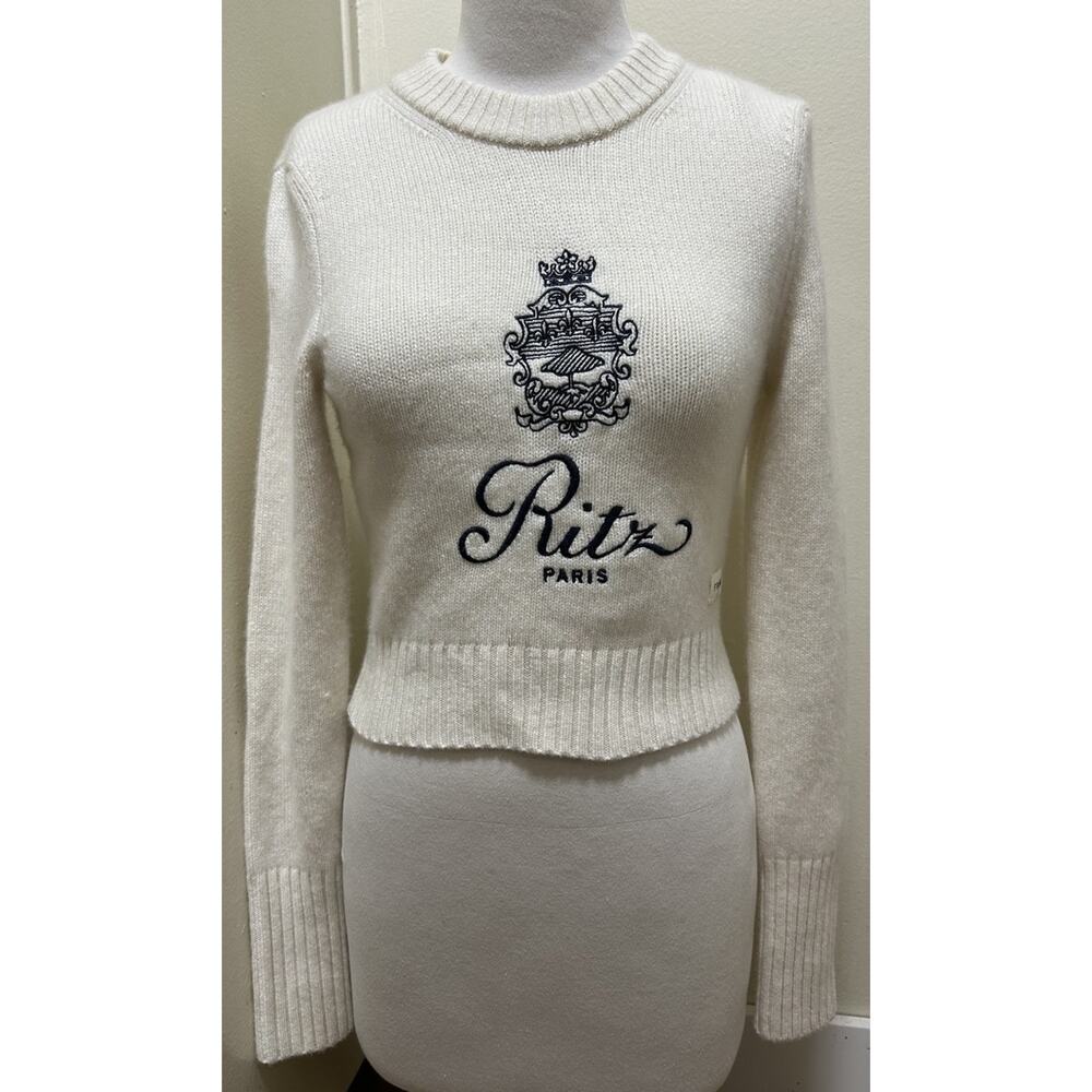 Frame Denim Ritz Paris Cream Crew Neck Sweater